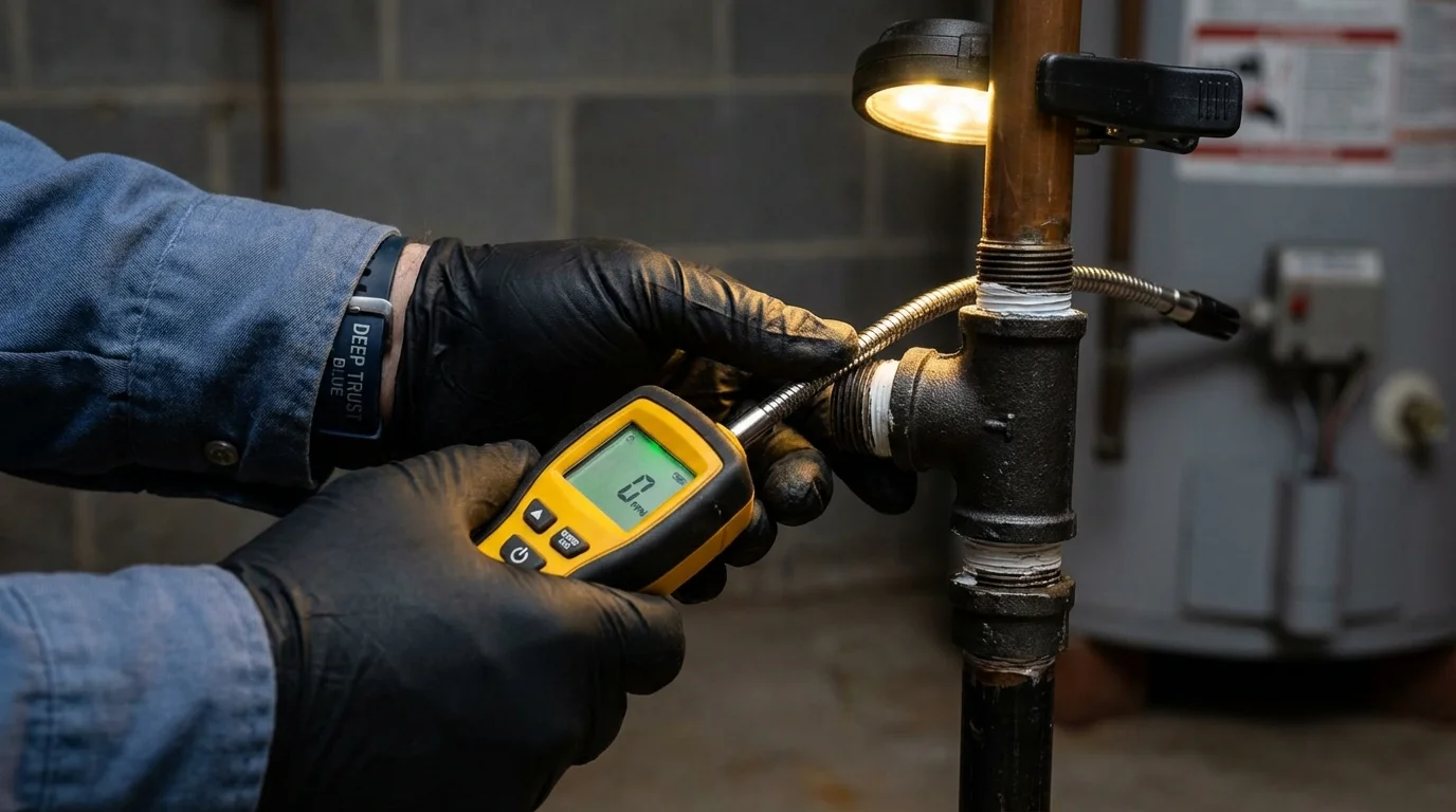 Gas leak detection with electronic sniffer by Johns Plumbing LLC in Baldwinsville