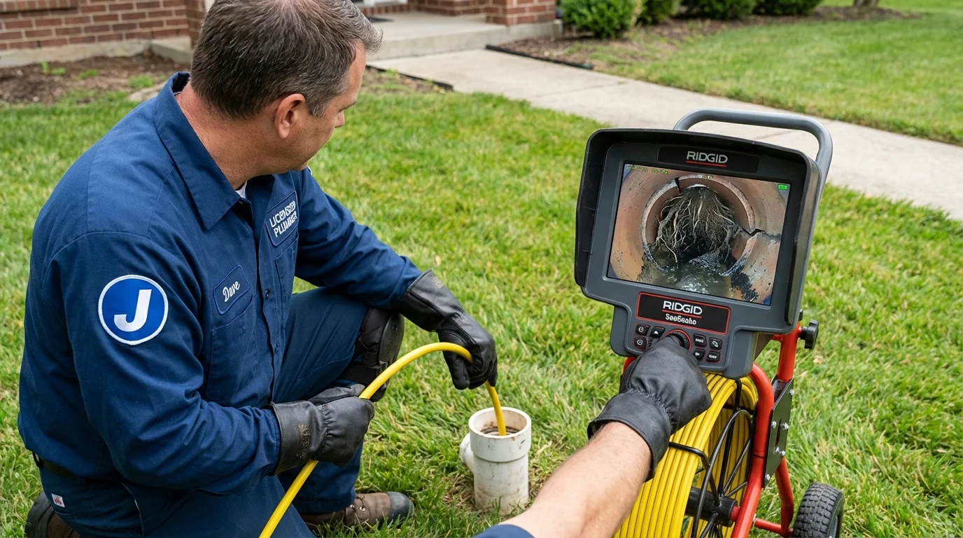 Sewer camera inspection being performed by Johns Plumbing LLC in Baldwinsville